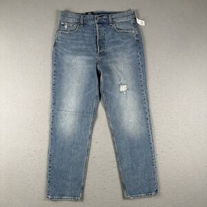 Gap Cheeky Straight High Rise Jeans Women's 12L 31 Blue Distressed Paint